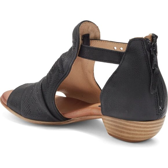 Miz Mooz Corra SANDALS Size 38 7.5 8 Peep Toe Black Embroidered Leather NEW - Picture 3 of 14